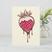 Invitation fraise trempée dans l'invitation au chocolat (Debout devant)