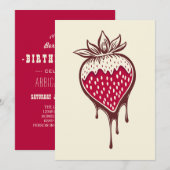 Invitation fraise trempée dans l'invitation au chocolat (Devant / Derrière)