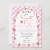 Invitation Fraise Wavy Sweet un premier anniversaire (Devant)