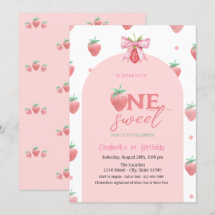 Invitation Fraises à l'aquarelle Arc Deux Douce Premier Anniv