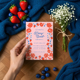 Invitation Fraises, bleuets et fleurs de baies