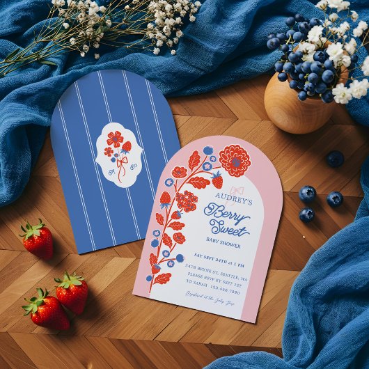 Invitation Fraises, bleuets et fleurs de baies