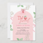 Invitation Fraises Bow rose deux doux 2e anniversaire (Devant)