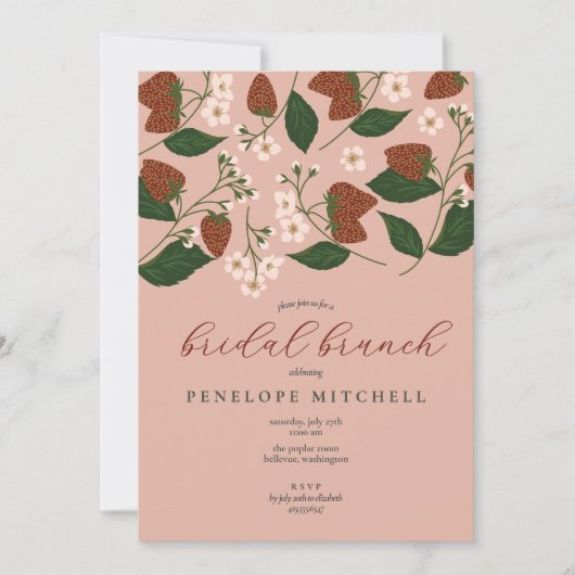 Invitation Fraises Bridal Brunch Douche (Devant)