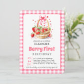 Invitation Fraises coeur arc rose Berry Premier anniversaire (Debout devant)