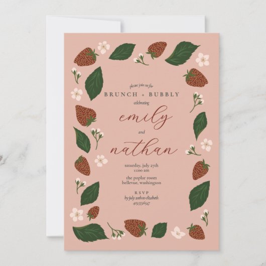 Invitation Fraises Couples Mariage Brunch Douche (Devant)