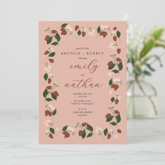 Invitation Fraises Couples Mariage Brunch Douche (Debout devant)