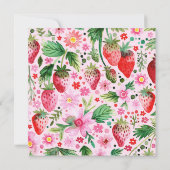 Invitation Fraises d'aquarelle Fille 1er anniversaire (Dos)