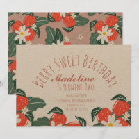 Fraises Dessinées à la Main Botanique Floral Anniv