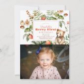 Invitation Fraises et Berry d'ours 1er anniversaire Photo (Devant)