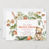 Invitation Fraises et Berry d'ours Premier 1er anniversaire (Devant)