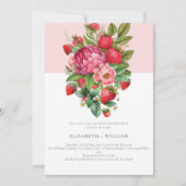 Invitation Fraises et pivoines Été Tous les ans Anniversaire (Devant)