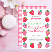Invitation Fraises Fille Berry Premier anniversaire fête