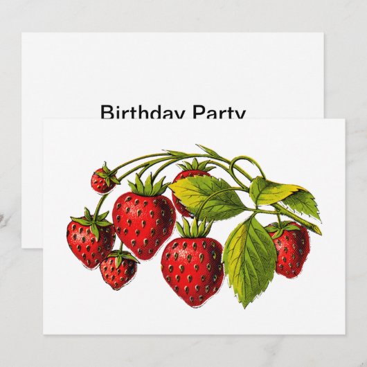 Invitation Fraises fraîches (Devant / Derrière)