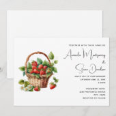 Invitation Fraises fraîches dans un Mariage de panier en osie (Devant / Derrière)