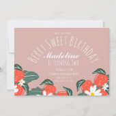Invitation Fraises Jour d'anniversaire botanique tiré à la ma (Devant)