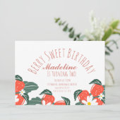 Invitation Fraises Levé à la main Botanique Anniversaire rose (Debout devant)