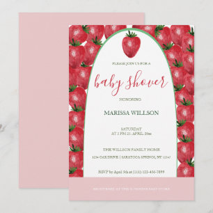 Invitation Fraises mignonnes aquarelle peintes à la main