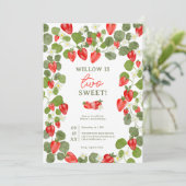 Invitation Fraises mignonnes fraises rouge florale baies 2e a (Debout devant)