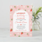 Invitation Fraises mignonnes Un Baby shower doux aux baies (Debout devant)