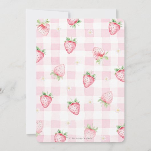 Invitation Fraises rose mignonne Berry Sweet 5e anniversaire (Dos)