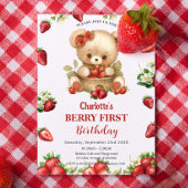 Invitation Fraises rouges Bear Berry Premier 1er anniversaire