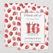 Invitation Fraises Rouges Fruit 16e Anniversaire (Devant / Derrière)
