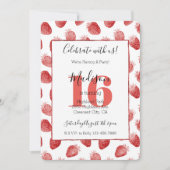 Invitation Fraises Rouges Fruit 16e Anniversaire (Devant)
