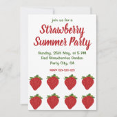 Invitation Fraises Rouges Fruit Fraise Fête d'Été (Devant)
