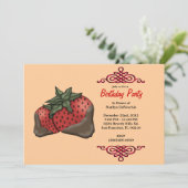 Invitation Fraises rouges sucrées et munies d'une bordure rou (Debout devant)