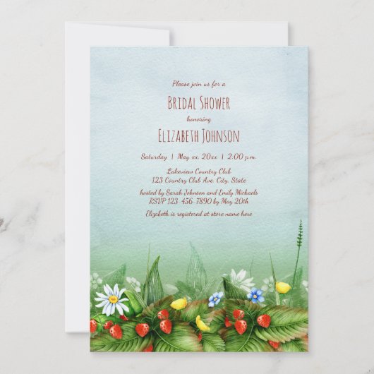 Invitation Fraises sauvages Douche de mariée de la prairie fl (Devant)