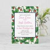Invitation Fraises sauvages sur blanc (Debout devant)