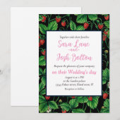 Invitation Fraises sauvages sur le noir (Devant / Derrière)