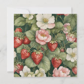 Invitation Fraises vert foncé et Fête des mariées de crème (Dos)