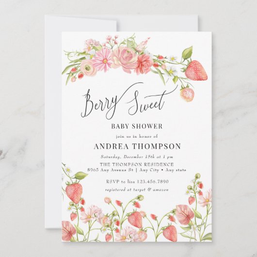 Invitation Framboise | Baby shower d'été (Devant)