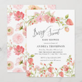 Invitation Framboise | Baby shower d'été (Devant / Derrière)