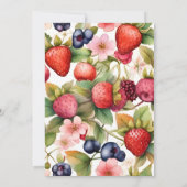 Invitation Framboise colorée baby shower fraise (Dos)