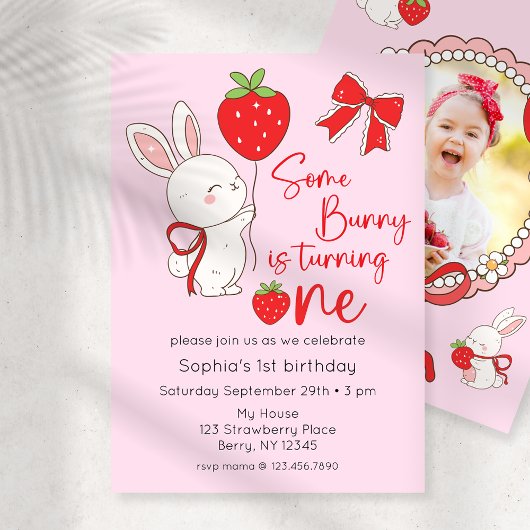 Invitation Framboise de lapin 1er anniversaire Photo