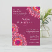 Invitation Framboise Fleurs Modernes Mariage Invite (Debout devant)