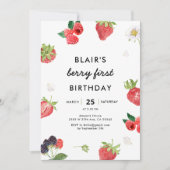 Invitation Framboise framboise Première fille 1er anniversair (Devant)