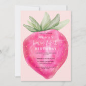 Invitation Framboise rose de premier anniversaire (Devant)