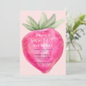 Invitation Framboise rose de premier anniversaire (Debout devant)