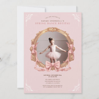 Invitation Frame baroque rose pour enfants Danse de ballet Co