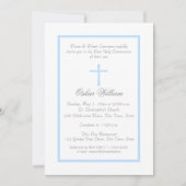 Invitation Frame bleu doux et première communion plaquée de b (Devant)