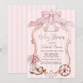 Invitation Frame Bow Cowgirl Wester Striped Baby Shower (Devant / Derrière)