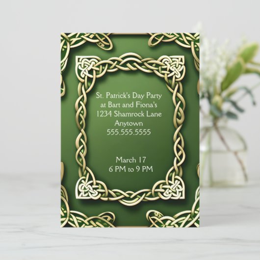 Invitation Frame celtique en or blanc St. Patrick's Day (Debout devant)