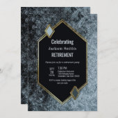 Invitation Frame de retraite Noir et Argent Or (Devant / Derrière)