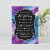 Invitation Frame de soie mauve et bleue (Debout devant)