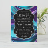 Invitation Frame de soie mauve et bleue (Debout devant)