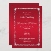 Invitation Frame diamant glamour et Ruby Red Anniversaire (Devant / Derrière)